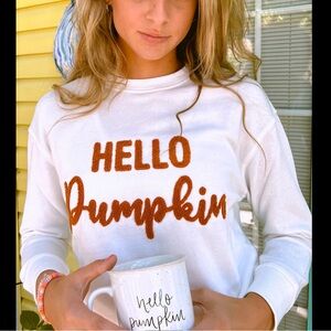 Shiraleah White Sweatshirt hello pumpkin